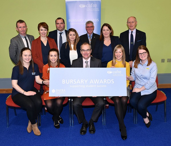 Bursaries galore offered to Loughry students. Representatives from the seven businesses offering financial bursaries to Loughry Campus first-year degree students with CAFRE staff; Mr. Martin McKendry, CAFRE Director and Dr. Gillian Stevenson at the Bursary Launch event at CAFRE, Loughry Campus, Cookstown