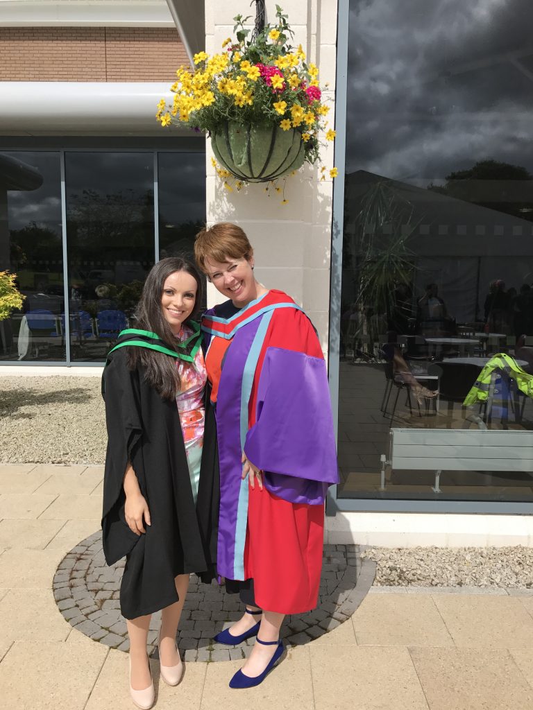 Susanne Taggart (left) pictured with Dr Gillian Stevenson on Susanne’s Graduation day in 2017.
