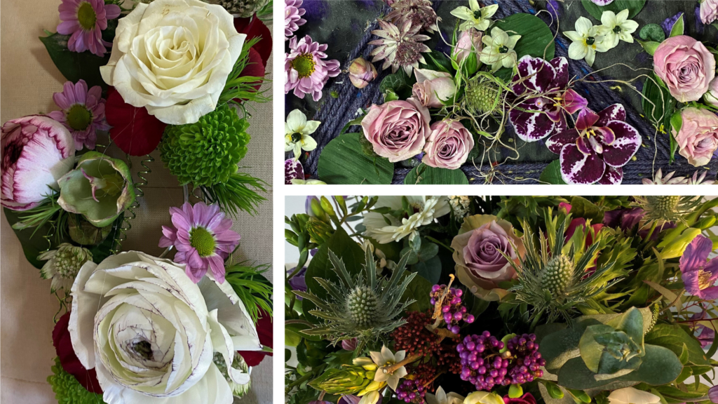 montage of floral arrangements
