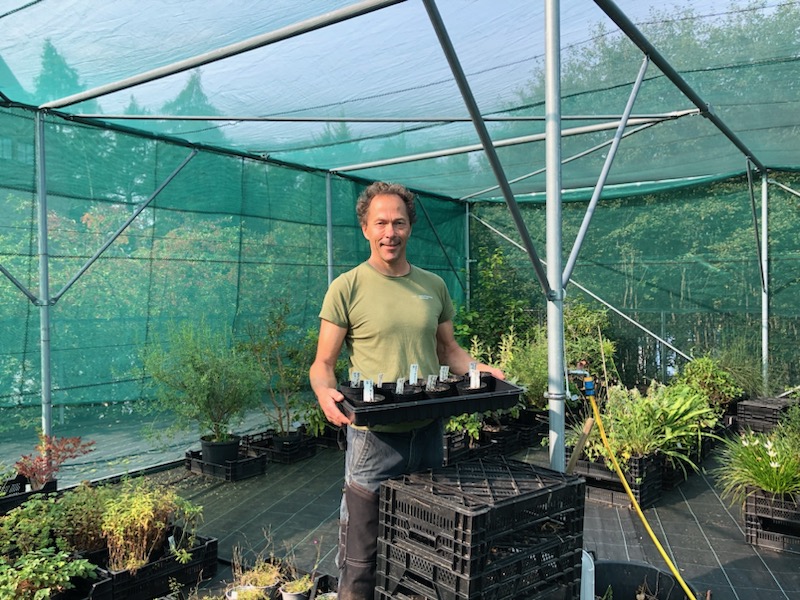 'Andreas Løvold, Arborist with  the Botanical Garden of Oslo University, Norway with his recently planted GLH Seeds